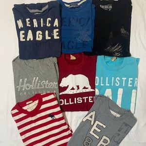 Lot of graphic Tees men’s s/m Aeropostale, hollister , American eagle short slv
